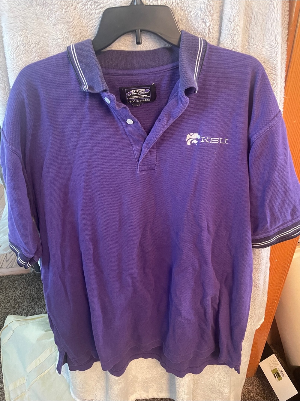 KSU Embroidered Purple Polo Shirt - Short Sleeve